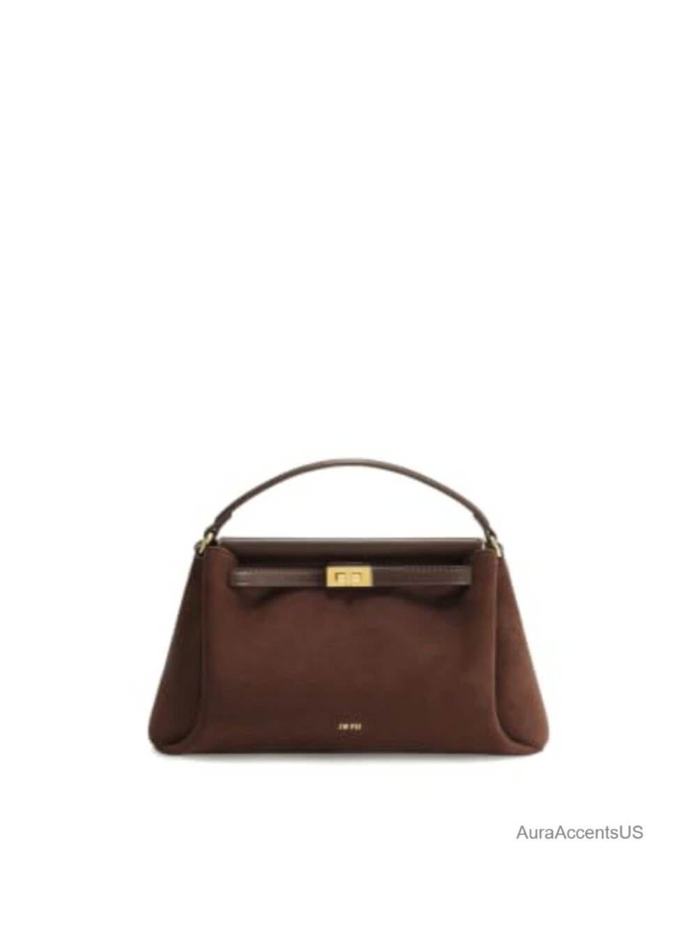 Faux Suede Top Handle Satchel Bag with Gold Hardware Crossbody